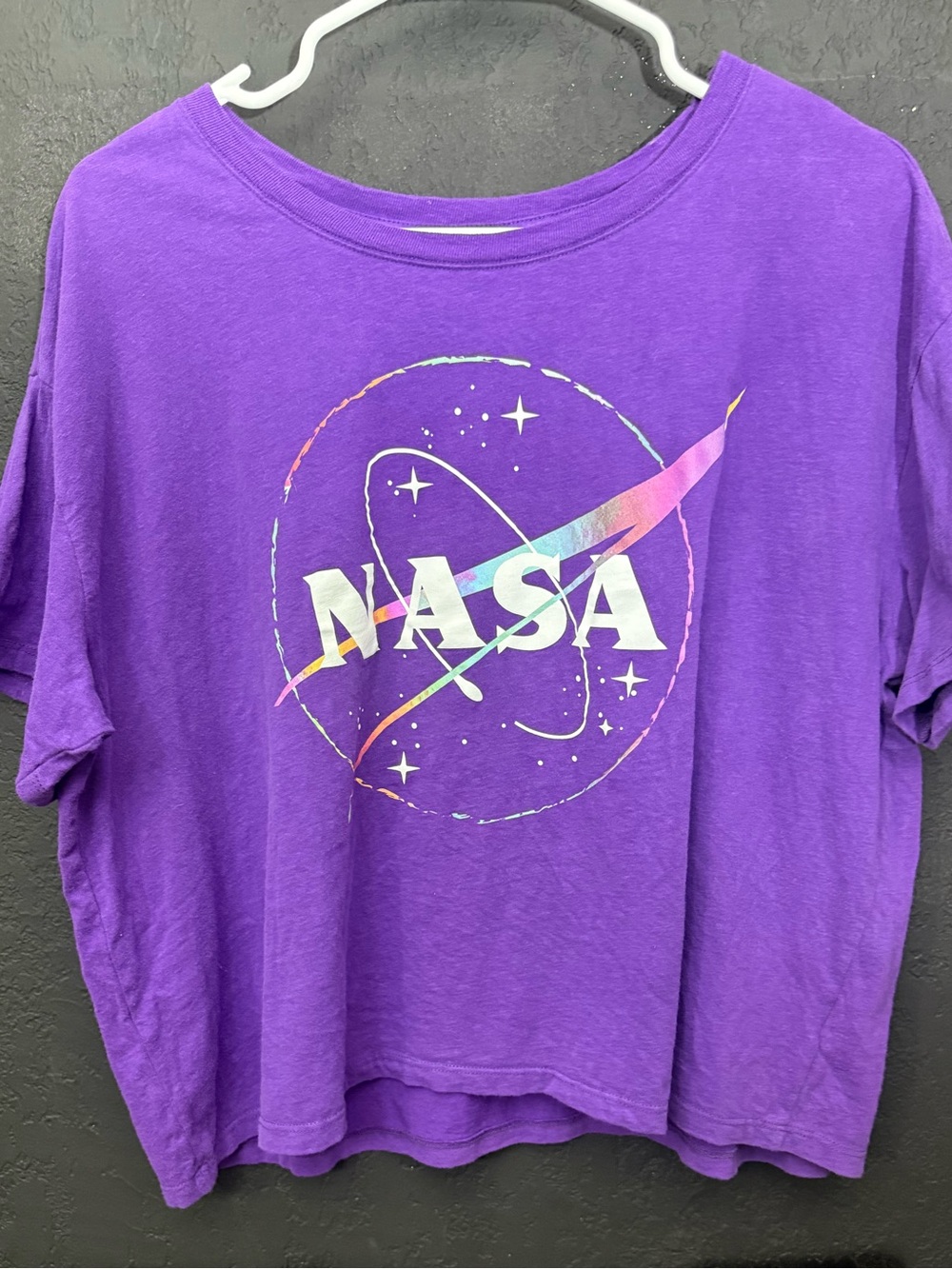 NASA Cropped Purple Graphic Tee Size XXL Very Good Condition